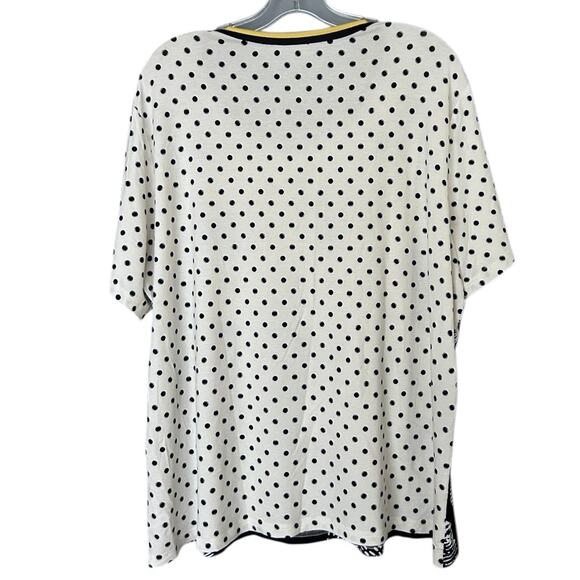 Frank Walder Floral Polka Dot Jersey Knit Top Women's Size 20 Mixed Print - Picture 2 of 5